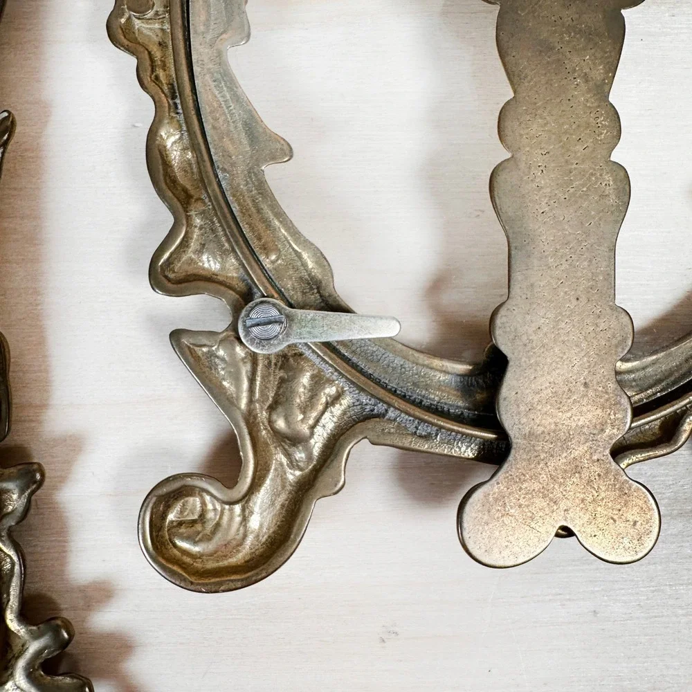Vintage Brass Rococo Easel Picture Frames Pair Ornate 4x6 & Oval Set
